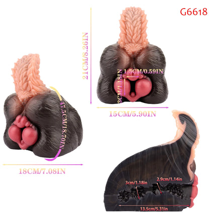 ELKKOST Soft Elastic Silicone Male Masturbator Fantasy Pocket Pussy for Men Textured Massage Channel Stroker 3D Lifelike Butt