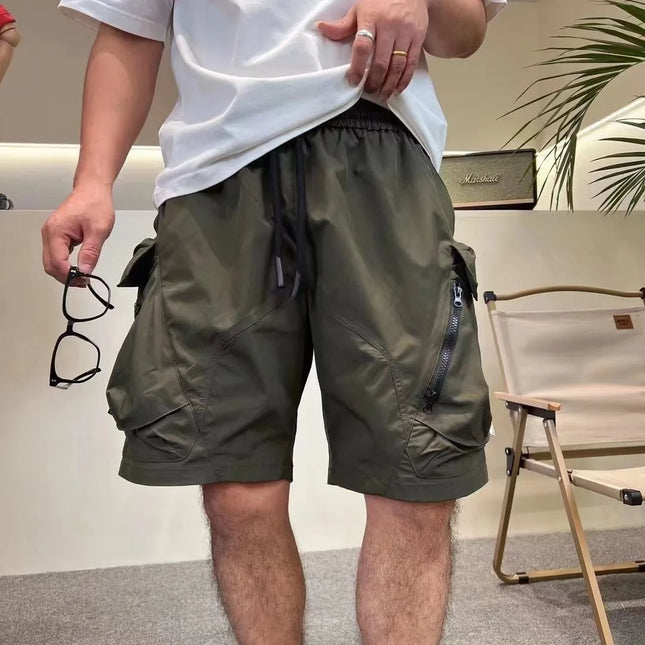 New Summer Fashion Solid Color American Style Cargo Multi-pocket Shorts Men's Casual Loose Sports Plus Size High Quality Shorts