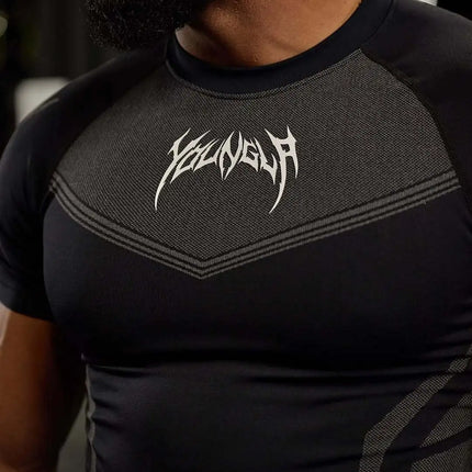 New Men Gym T-shirt High elasticity bodybuilding fitness quick dry short sleeve men's sports Casual tops trend running T-shirt