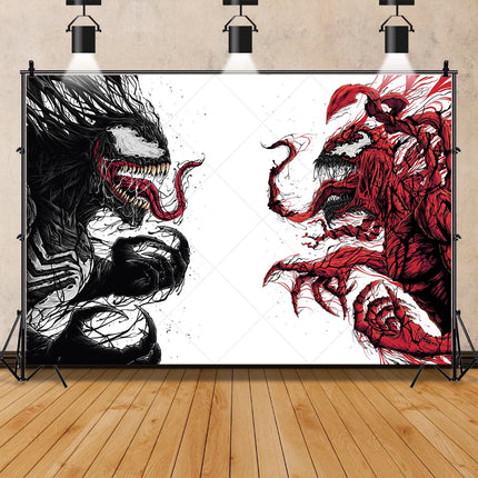 Marvel Movie Venom Backdrop Banner Superhero Custom Name Photo Background Spider-Man Kids Boy Birthday Party Decor Photo Props