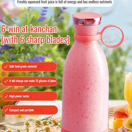 Portable Electric Blender Juicer Cup 6 Stainless Steel Blades USB Rechargeable 380ml Mini Blender Juicer Cup for Outdoor Travel