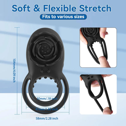 Rose Penis Ring Vibrator with Remote Control Ejaculation Delay Cockring Female G Spot Clit Stimulation Sex Toy for Couple