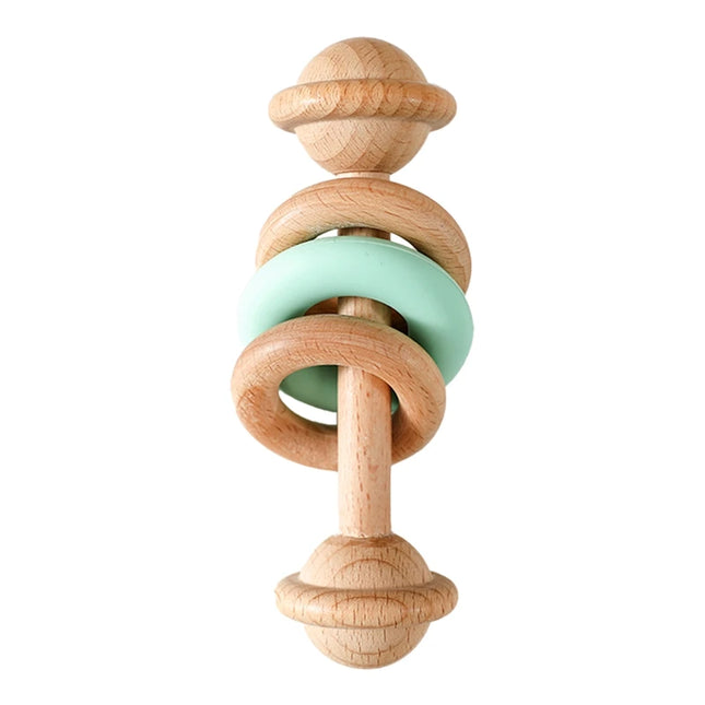 Montessori Baby 1Set Baby Toys Music Rattle Wood Crochet Bead Bracelet Wooden Rodent Chew Play Gym Teether Products Newborn Gift