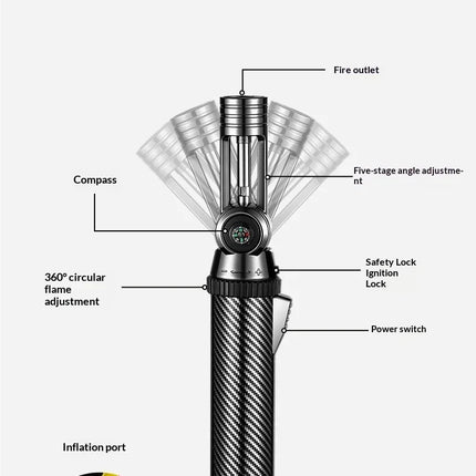 Super Large Firepower Folding High Temperature Spray Gun Lighter Metal Belt Compass Windproof Outdoor Barbecue Camping Lighter