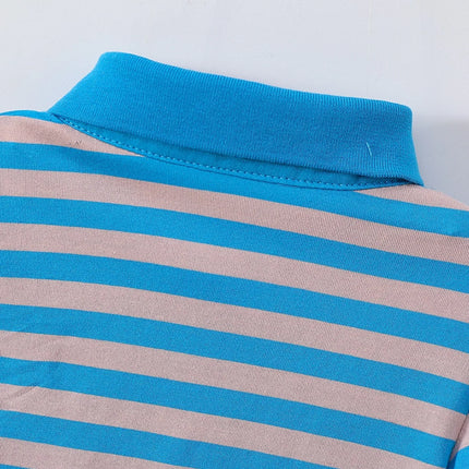 4-Piece Set Boys & Girls Striped Short Sleeve T-Shirt Tops Children's Fashion Stylish Collar Student Outfit