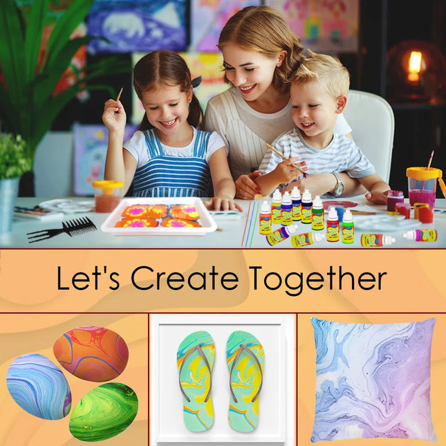 Marble Painting Kit for Kids,Arts and Crafts Paint On Water Set,Water Marbling Paint Kit Ideal Gifts for Girls & Boys Age 4-16