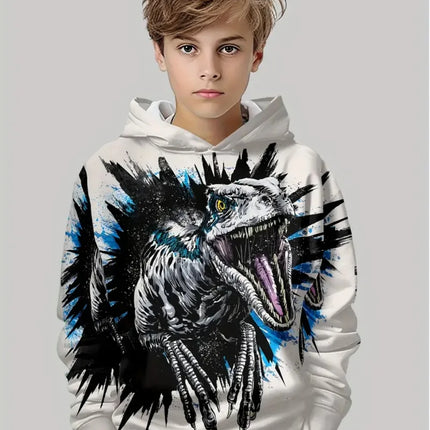 Boys' Hoodies Dinosaur 3D Print Autumn Long Sleeve Tops Pullover Baby Boy Clothes Sweatshirt Outdoor Casual Children's Clothing
