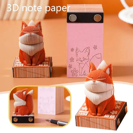 3D Notepad Cute Bunny 3D Memo Pad Animal Sticky Note Art Notes Block Office Accessories Birthday Gifts For Kids Friends