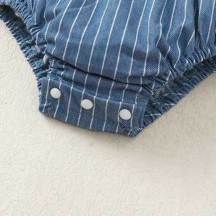 Newborn Children Baby girl Jumpsuit Blue Suspender Bow Stripe Summer Jumpsuit 0-18 Months Baby Girl Crawling Suit Baby Clothes