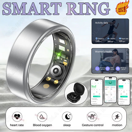 All Size（6-14） Smart Ring for Women Men Healthy Heart Rater Blood pressure Monitor Waterproof Take Photo Control Smartring Sport