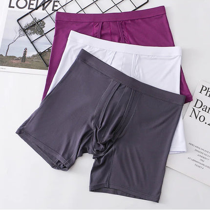 2PCS Mens Long Legs Underwear Separate Ball Pouch Breathable Comfort Sport Seamless Boxer Trunks Shorts Calzoncillo Hombre