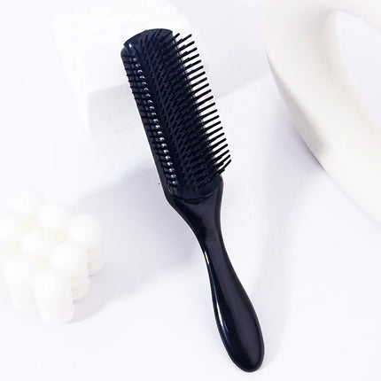 1pc 9-row nylon massage curling brush, hair salon straight hair curling comb, nylon bristles Special for real hair wigs