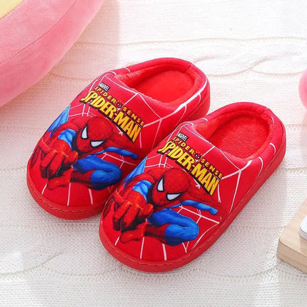 Cartoon Pattern Boys Spider Man Cotton Shoes Indoor Slippers Autumn Winter Warm Home Wear Children's Cottonslippers Anti-slip