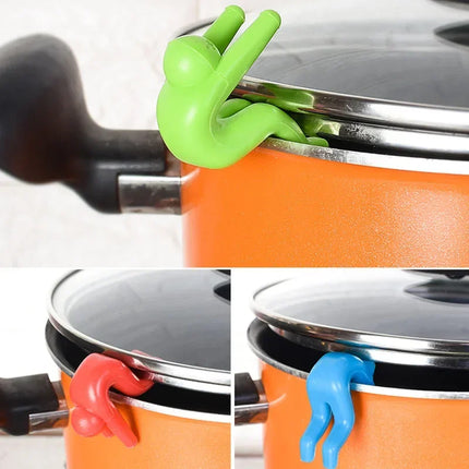 2Pcs Silicone Pot Lid Lifter Anti-overflow Kitchen Pot Cover Holder Heat Resistant Cooking Gadget