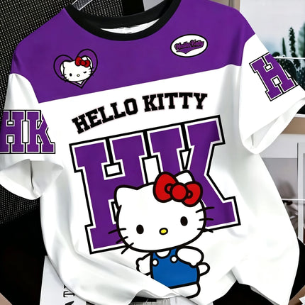 The bestseller Summer Men Women Unisex Short Sleeve T-Shirts Breathable Quick Drying Couple Casual T-shirt Hello Kitty HK Tee