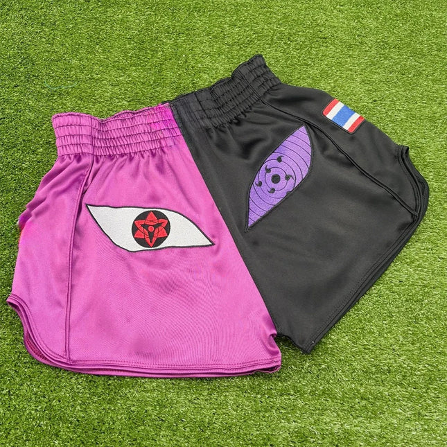 New Sharingan 3D Cartoon Muay Thai Shorts Men Oversized Quick Drying MMA Sports Shorts Octagonal Cage Fighting Night Shorts