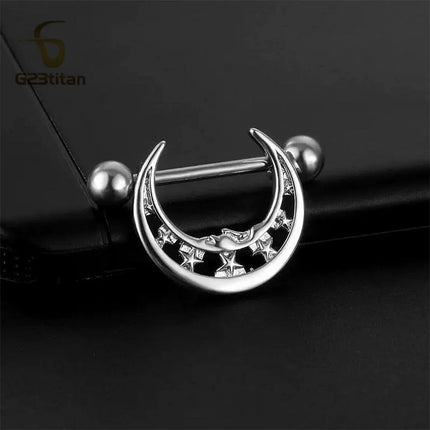 2pcs Silver Color Zircon Nipple Rings Allergy-free 14G 16mm Titanium Straight Barbell Piercing Sexy Beach Jewelry Woman Ornament