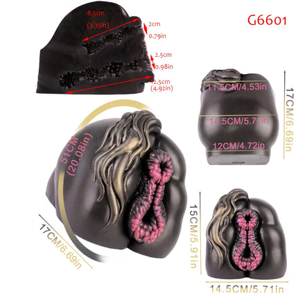 ELKKOST Soft Elastic Silicone Male Masturbator Fantasy Pocket Pussy for Men Textured Massage Channel Stroker 3D Lifelike Butt