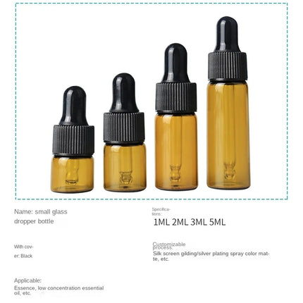 50/100PCS 1/2/3/5/ML Essential Oil Glass Refillable Eye Empty Dropper Bottle Container TravelPortable Essential Oils Perfumes