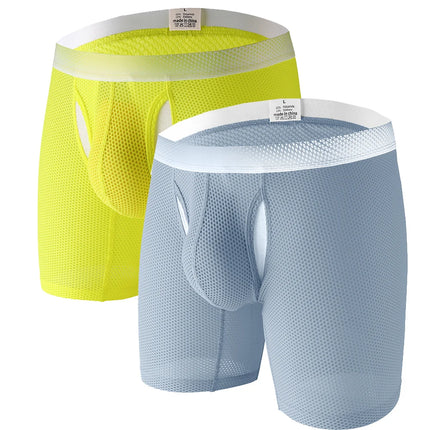 1pcs/2pcs/3pcs Long Leg Boxer Shorts for Men in Breathable Mesh Fabric Sport Underwear