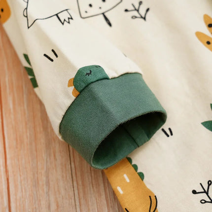 Newborn Clothes Cute Cartoon Dinosaur Cotton Comfortable And Soft 0-18 Boys And Girls Spring And AutumnLong SleevedBaby Jumpsuit
