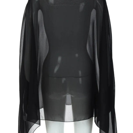 Woman Clothes See-through Chiffon Blouses Sexy Fashion Solid Cover-ups Ladies Elegant Night Club Tops White Black Streetwear