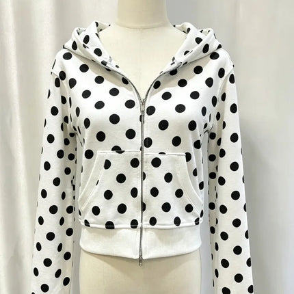 American Streetwear Women Striped Hooded Cardigan Autumn Slim Fit Cropped Zip Up Sweatshirt Casual Long Sleeve Outerwear Coat