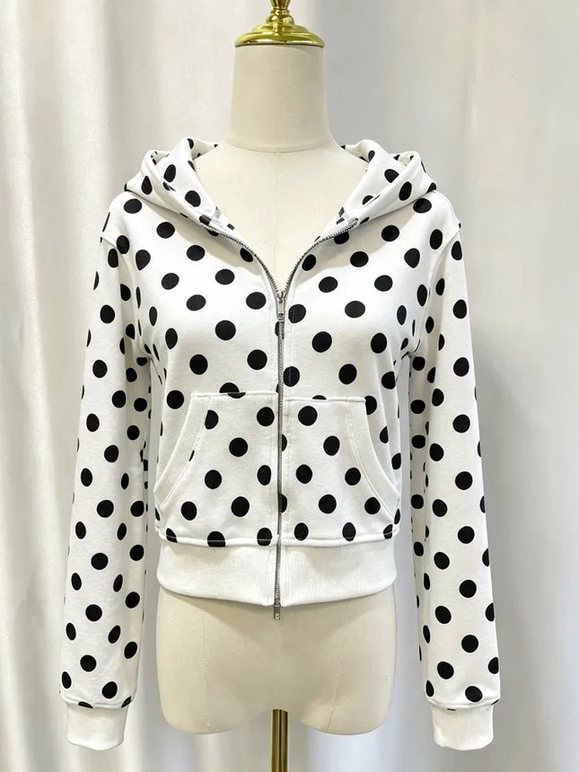 American Streetwear Women Striped Hooded Cardigan Autumn Slim Fit Cropped Zip Up Sweatshirt Casual Long Sleeve Outerwear Coat