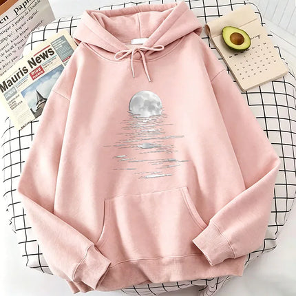2026 Retro Moon Print Hoodies Spring Autumn Winter Casual Hoodies Sweatshirts Men Women Tops Hoodie Sweatshirt