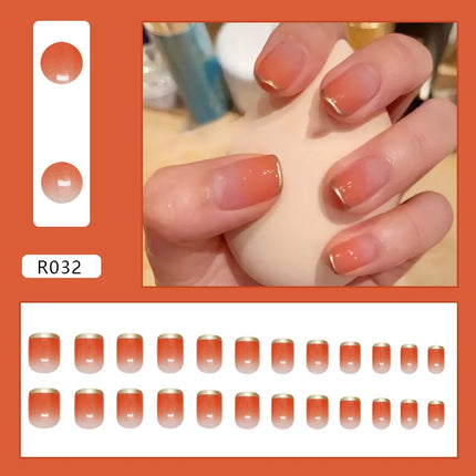 Thousands Stars 24 Pcs Press on Nails Pink Nail Polish Glossy Artificial Finger Manicure Reusable False Nails for Women