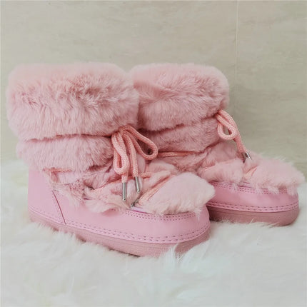 2025 Winter Ankle Boots for Women Platform Antiskid Waterproof Ski Boots Luxury Fluffy Furry Fur Boots Woman's Ankle Booties