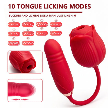 Thrusting G Spot Anal Vibrators Rose Sucking Sex Toys Dildo Vibrator for Women Stimulator Female Vibrating Egg Adult Toys,Gifts