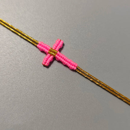 Hand-Woven Macrame Cross Bracelet Adjustable Bohemian Style Jewelry for Women Girls
