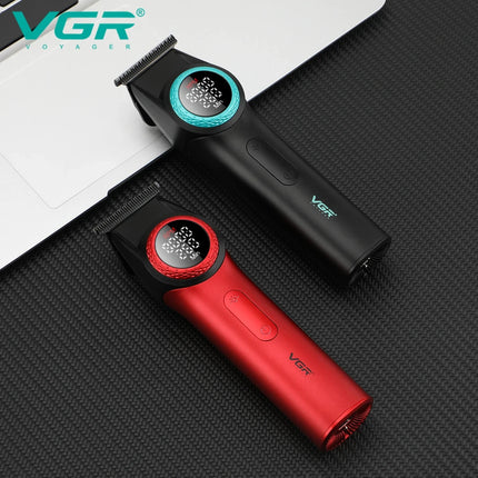 VGR V-977&377 high-end hair trimming two-piece set professional electric push shear men's LED intelligent digital men's shaver