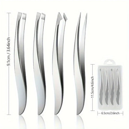 Precision Stainless Steel Tweezers for Eyebrow Hair Facial Hair Removal Splinter Blackhead Slant Ti