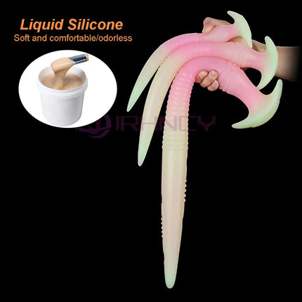 Soft Anal Plug For Adult Sex Toy For Women /Men /Couples Liquid Silicone Dildo Dilator Anal Masturbators long Butt Plug Luminous