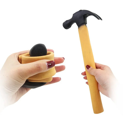 Magic Fake Hammer Prank Toy Set Realistic Rubber Claw Hammer Illusion Prop for Comedy Magic Show and Audience Participation
