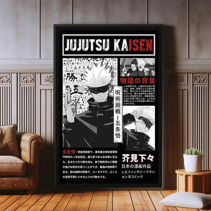 J-Jujutsu K-Kaisen Retro Canvas Poster Japan Anime Figure Itadori Yuji Gojo Satoru Fushiguro Toji Game Room Home Wall Decor Gift