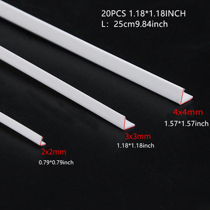 Length 25CM ABS White L/I-Shape Tube Rod DIY Micro Landscape Building House Architectural Scene Layout Materials Tool 20PCS/lot