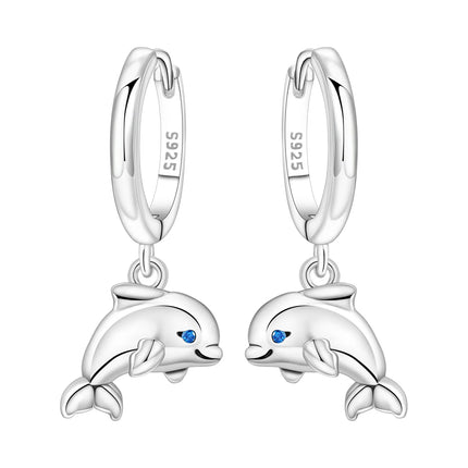Hot Sale Original 925 Sterling Silver Zircon Pink Paw Print Earrings Heart Flower Leaf Design Women Party Jewelry Gift Ear Loops