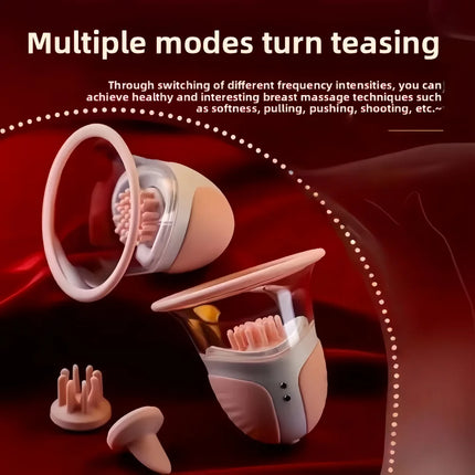 Breast Enlargement Suction Vibrator Rotating  Tongue Licking Vacuum Pump chest Massager Nipple Stimulation Masturbator Sex