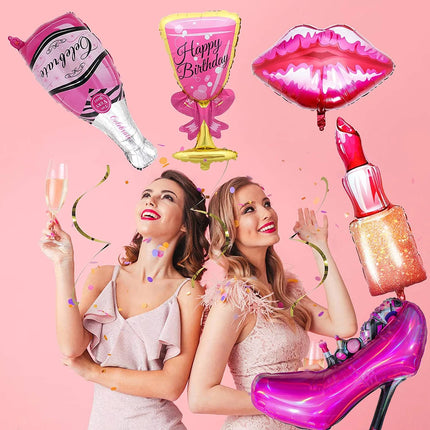 Lipstick Balloon Large Lip Heart Foil Balloons for Spa Makeup Girl's Party Decors Bridal Shower Wedding Valentine's Day Supplies