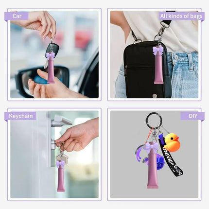 Silicone Lip Balm Holder Bowknot with Keyring Lipgloss Sleeve Portable Colorful Keychain Lip Gloss Cap for Summer Fridays