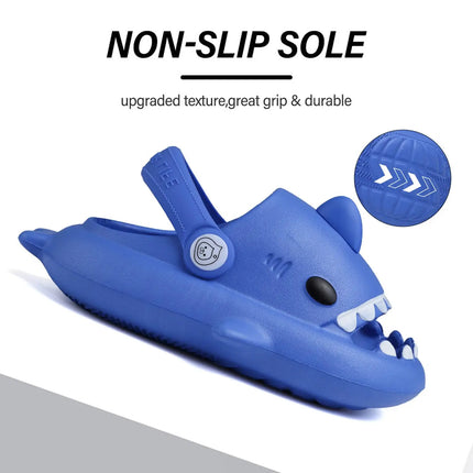 KIDMI Boys Girl Shark Slides Non-Slip Open Toe Cloud Sandals Cute Comfy Cushioned Thick Sole Slippers Cartoon Shower Slippers