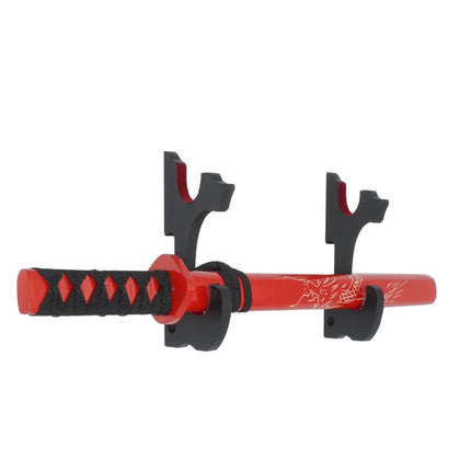 2-Tier Wall Mount Sword Holder Hanger Samurai Katana Tanto Sword Hook Adjustable Storage Rack for Cosplay Wand Sword Display