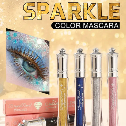 9 Color Diamond Mascara Sparkling Glitter Silver Black Mascara Shining Blue Pink Pearlescent Sequins Mascara Lengthening Eyelash