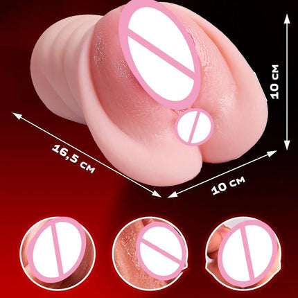 Super Realistic Men Masturbator Cup Deep Throat Real 2 IN 1 Artificial Vagina Blowjob Anal Clit Sex Toys for Men Adult Supplies