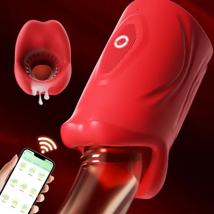 Male Masturbator Deep Throat Mouth Blowjob Vibrator Penis Pump 360° Wrapped 9 Frequency Vibration APP Control Sex Toys for Men