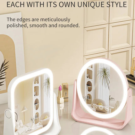 LED Makeup Mirror, Portable Flip Lighted Vanity Mirror with Touch Dimming, 3X Magnifier and Rechargeable Design for Desk