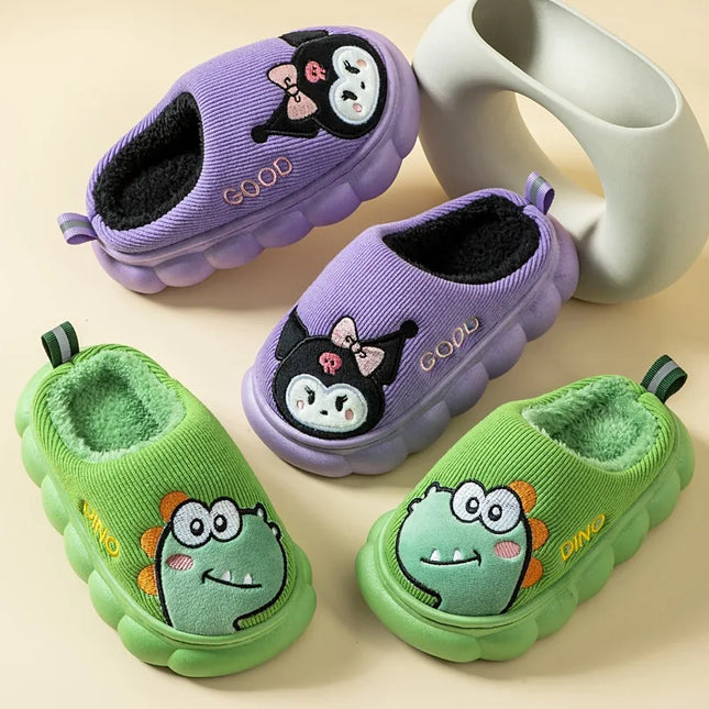 Autumn Winter Children Cotton Slippers Boys Toddler Indoor Anti Slip Warm Home Slipper Kids Girls Baby Cute Cartoon Plush Shoes